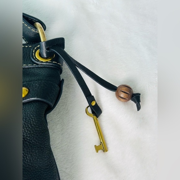 Fossil Black Soft Pebble Leather Medium Size Crossbody Bag Or Wallet - Picture 6 of 11